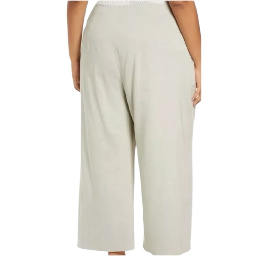 VINCE Wide Leg Linen Blend Cropped High Waist Pants Light Dove Size 22 NEW - Picture 4 of 9